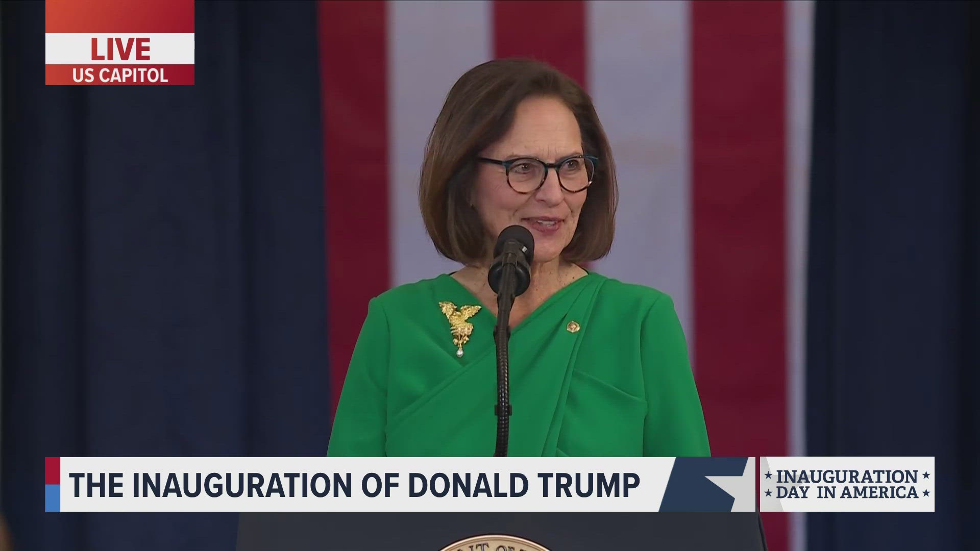 Nebraska Sen. Deb Fischer speaks at the Trump Inauguration inside the Rotunda.