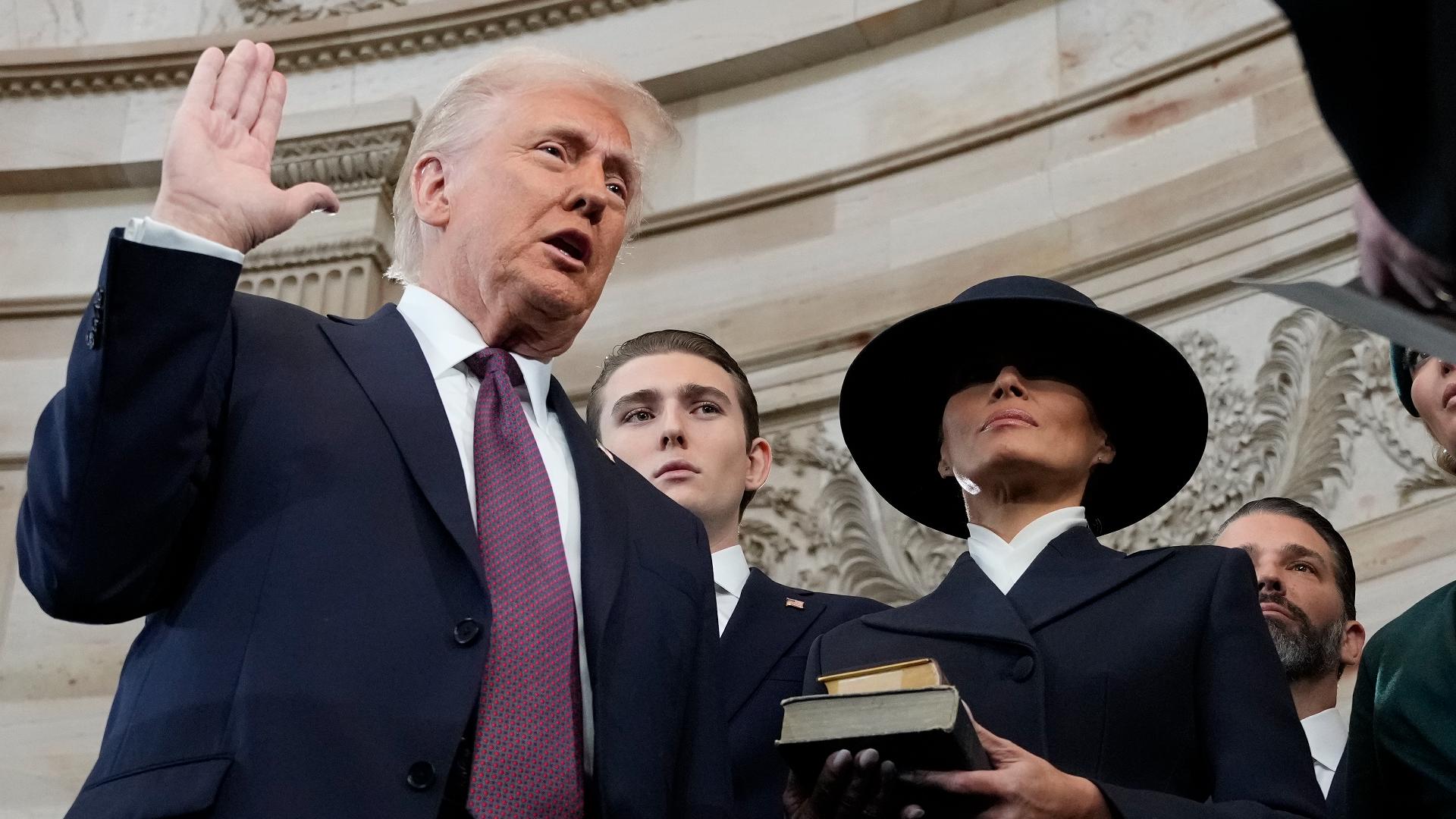 Donald Trump reclaims the presidency after taking the oath inside the U.S. Capitol rotunda.